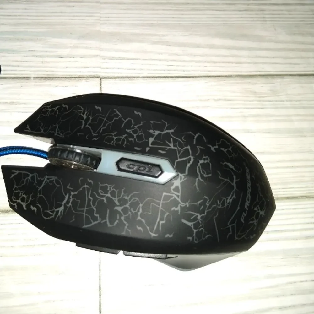 CPI Flagpower USB Wired Optical Gaming Computer Laptop Mouse Blue Cord